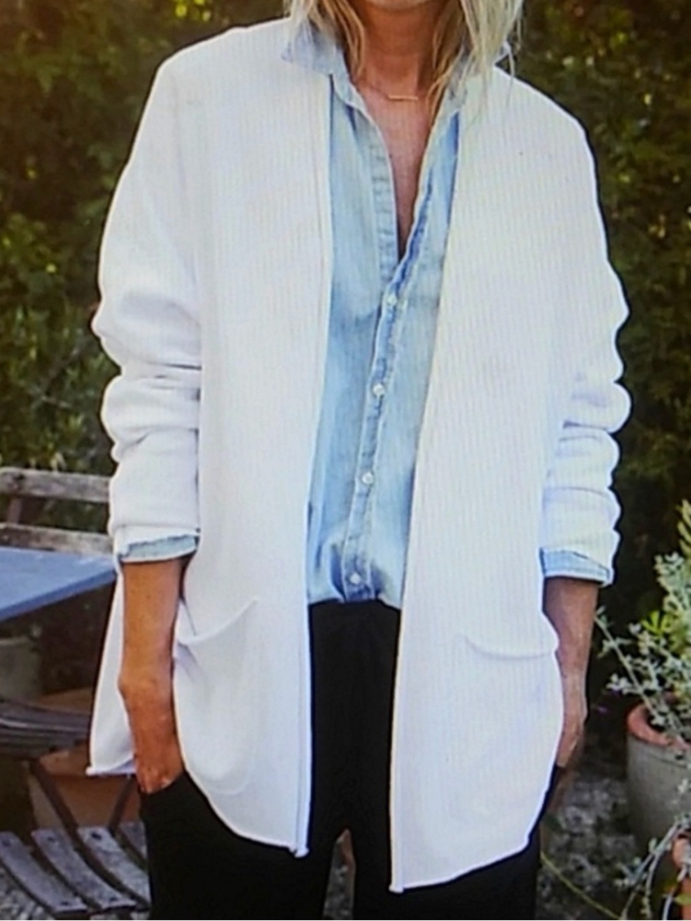 Frank & Eileen Women’s White Barbara  Cardigan, Large, Minimalist Quiet Luxury